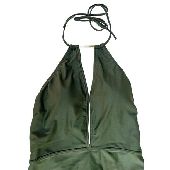 Ted Baker London Pikaa Halter one piece Swimsuit Khaki size 3 = US Size 8 - Picture 3 of 10